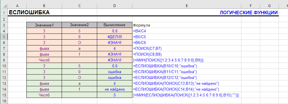 Функция если еош в excel