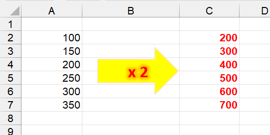 Умножить столбец на число в Excel
