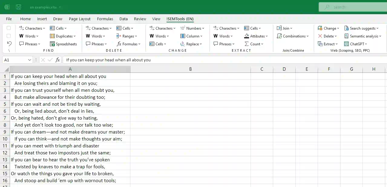 Translating text in Excel using DeepL