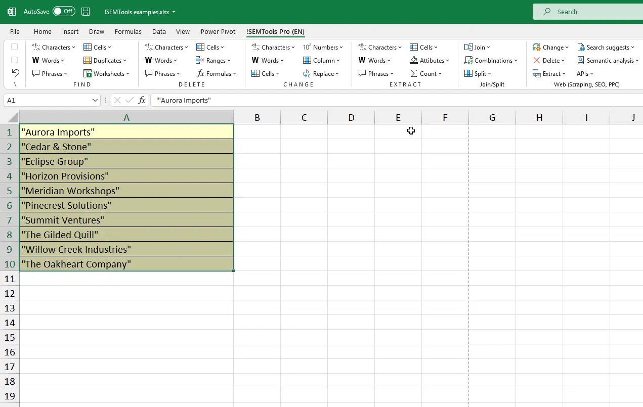 Adding words in the beginning of several Excel cells