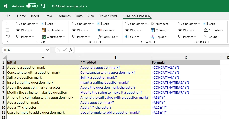 add character to cell content - formula examples