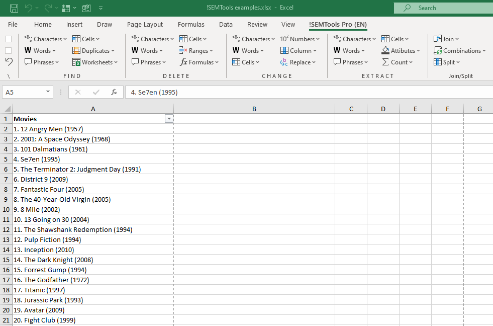 delete first word in Excel column