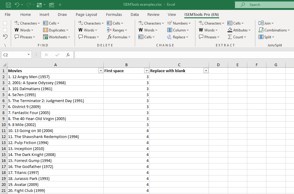 delete first word by REPLACE function