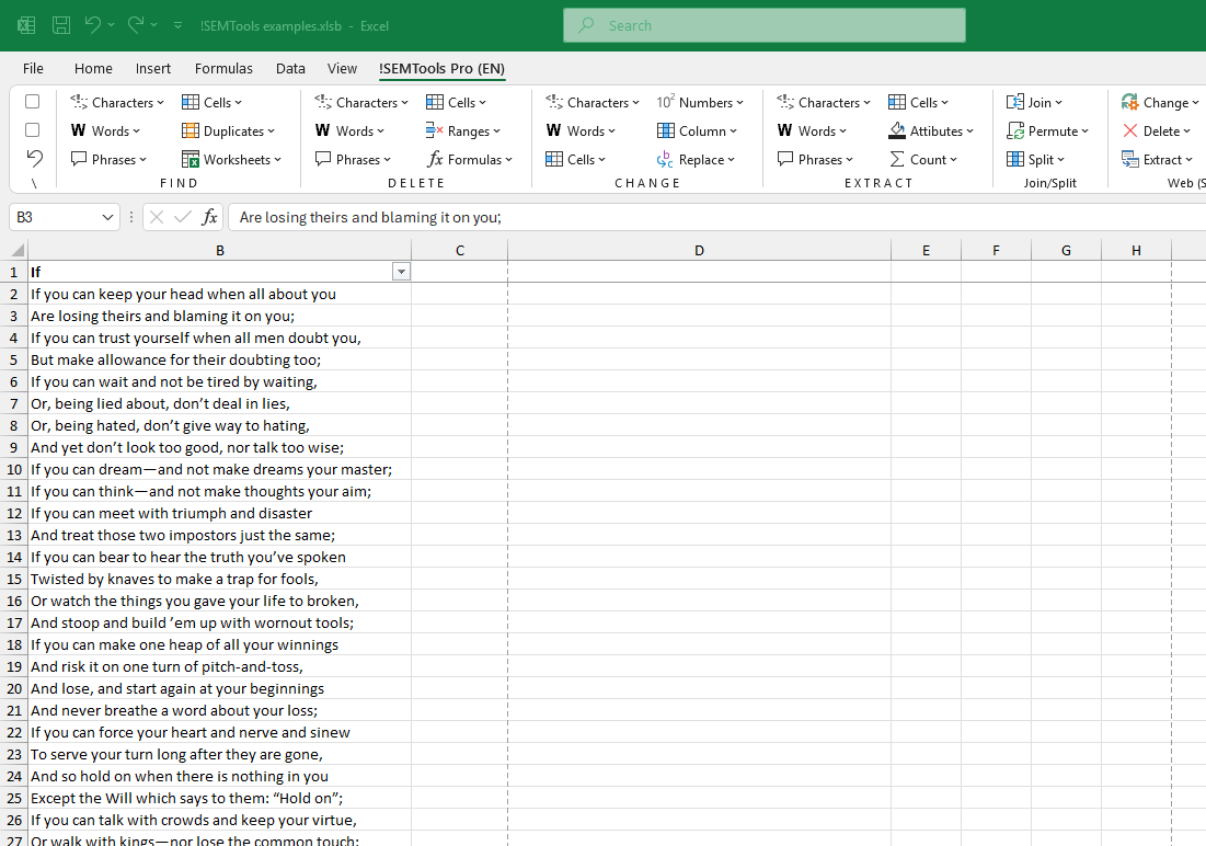 Count words in each Excel cell in range in 2 clicks
