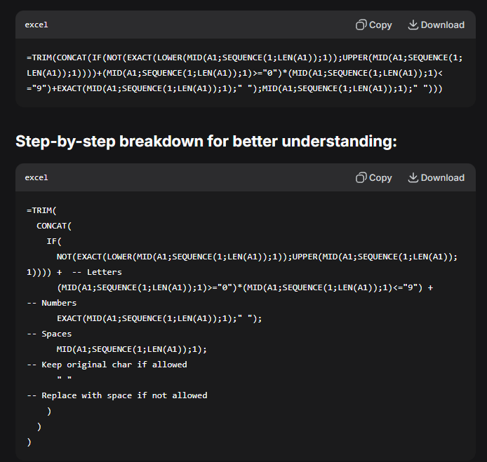 A better remove punctuation formula from Deepseek
