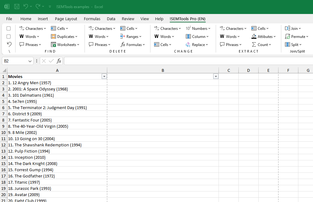 Extracting characters from right in Excel cells with !SEMTools