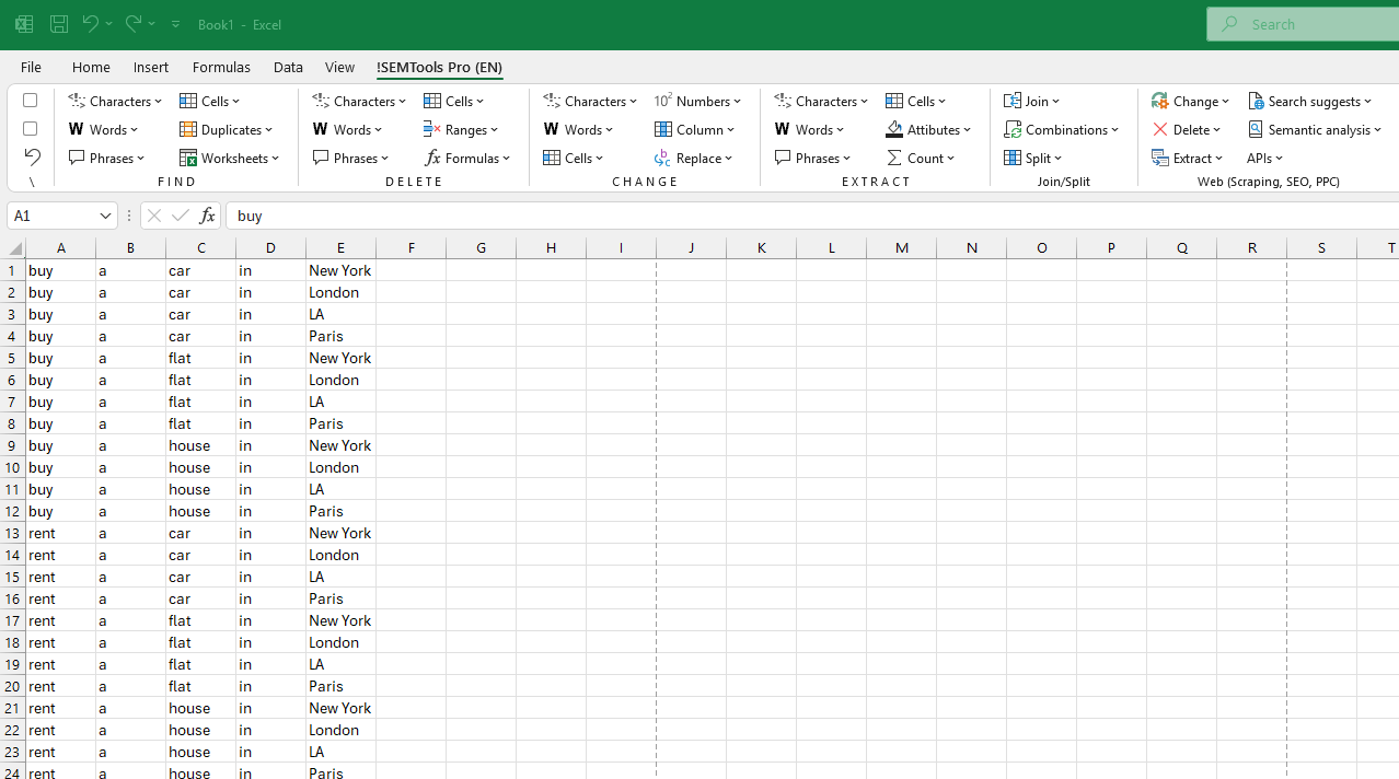 merge cells horisontally in Excel