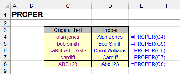 PROPER function usage examples