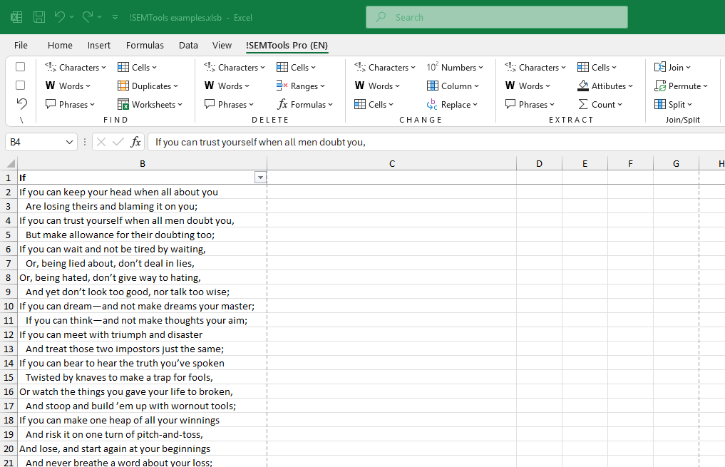 Remove extra spaces from Excel cells in 2 clicks