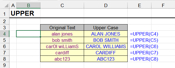UPPER function examples