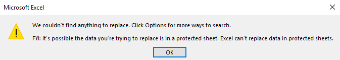 "We couldn't find anything" message in Excel